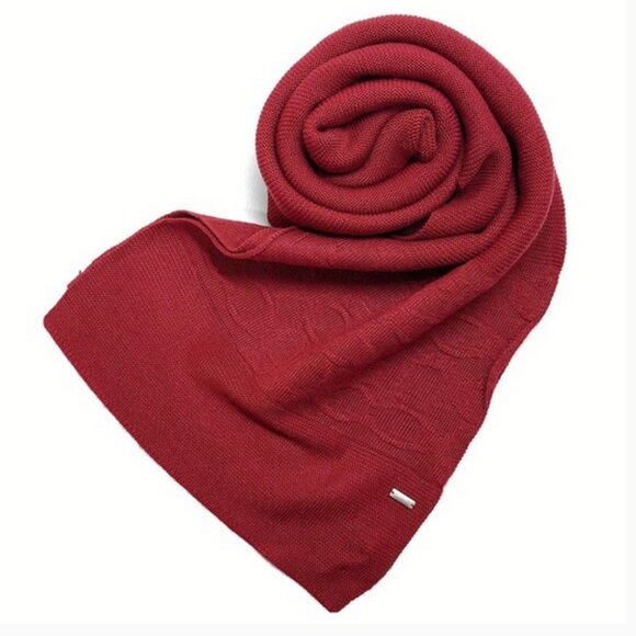 NWT Coach Embossed Signature Knit Scarf F32711 Bright Red Muffler